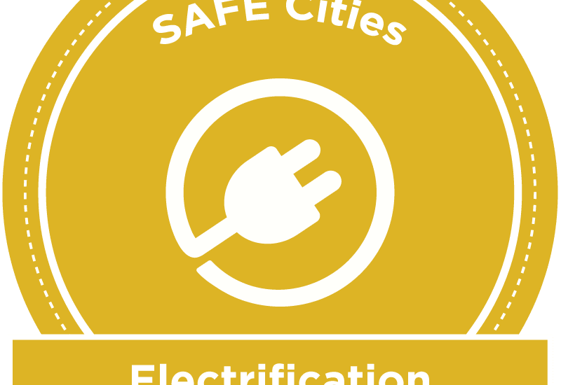 Large SAFE Cities electrification badge gold