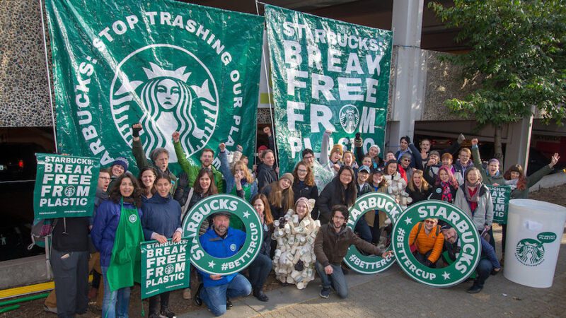 Starbucks activists cheering