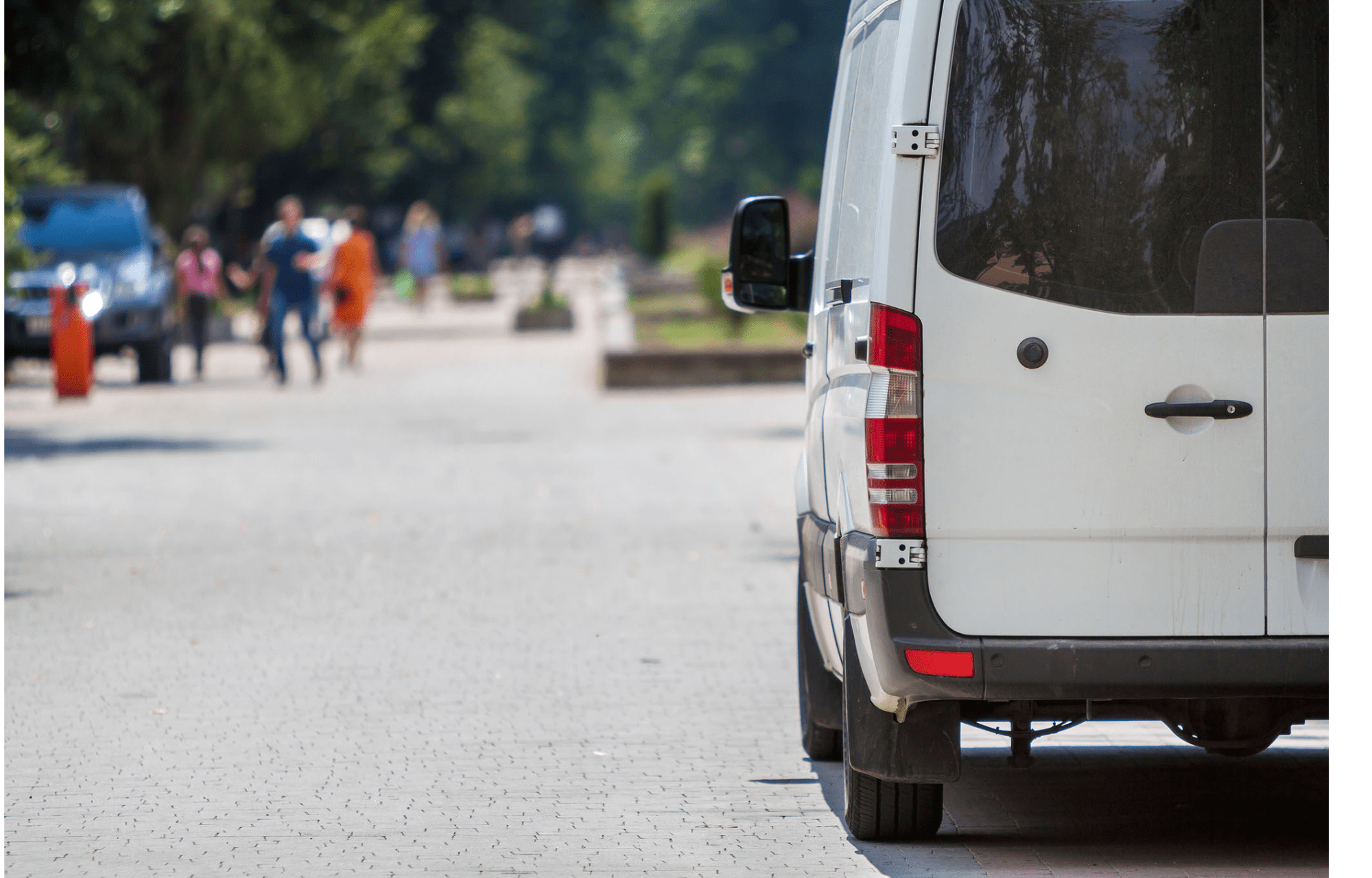 Sprinter van used for delivering goods from warehouses parked in neighborhood.